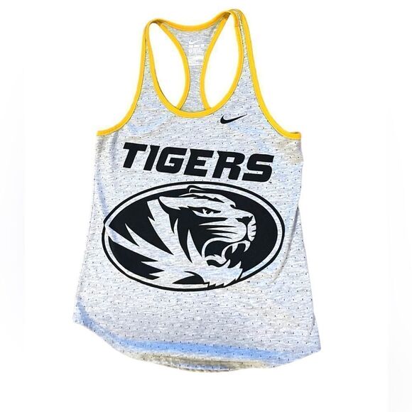 Missouri Tigers Nike Tank Top Womens Medium Gray & Yellow Dri-Fit - Picture 1 of 3